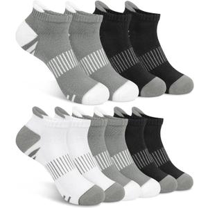 YSense Ankle Socks for Women Men, Thick Cushioned Running Athletic Cotton Socks with Moisture Wicking Low Cut No Show