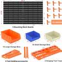 52PCS Wall Mounted Storage Bins Garage Storage Drawers with 4PCS Wall Mounting Peg Boards Workshop Parts Rack Container Tool Organizer Easy Access Compartments for Hardware Crafts Office Supplies