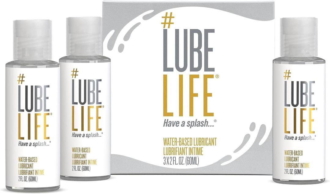 LUBELIFE Water-Based Lube Personal Lubricant for Men, Women & Couples, Travel Size, Non-Staining, Easy Clean-Up, Toy-Safe, 3 x 2 Fl Oz
