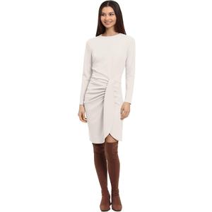 Donna Morgan Women's Long Sleeve Faux Wrap Dress (Beige, S)
