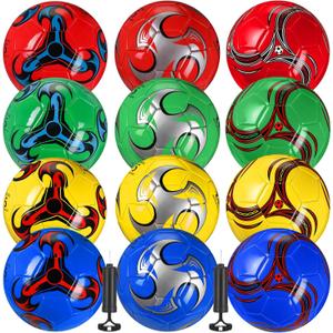 12 Pcs Soccer Balls for Teen Adult Bulk Deflated Soccer Ball with Pump Size 5 Indoor Outdoor Training Practice for School Sports Game Birthday Gifts Party Back to School (Vivid)