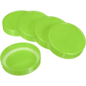PATIKIL 86mm / 3-1/2" Wide Mouth Plastic Mason Jar Lids, 1Set/10 Pack Canning Jars Caps with Silicone Sealing Ring for Kitchen Storage, Green