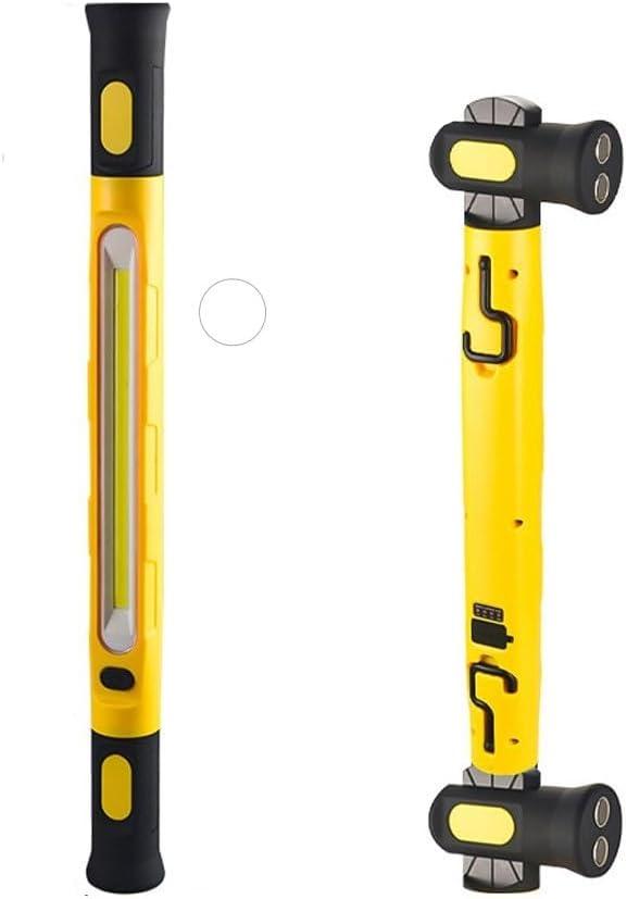 20" Magnetic COB LED Work Light, Rechargeable Under Hood Mechanic Light with Power Bank, Dual-Tone (White/Yellow) Folding Inspection Lamp with Hooks, Portable Handheld Flashlight for Car Repair