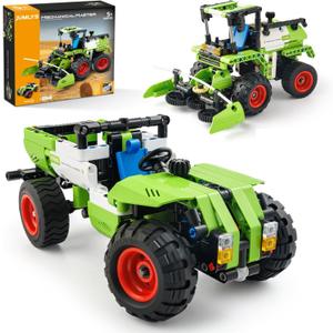 Jumlys STEM Building Toy for Kids Boys Girls Age 5, 6, 7, 8, 9, 10, 11, 12 Years Old, 2 in 1 Farm Truck Harvester Building Sets, 335 Pcs DIY Engineering Construction Toy