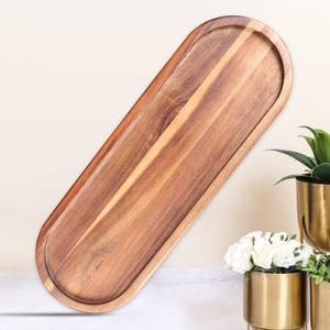 Wooden Vanity Bathroom Trays, Farmhouse Wood Perfume Tray Home Rustic Decor Plate, Kitchen Counter Top Storage, Organizer Tray for Soap Bottle (Acacia,13.8 Inch)