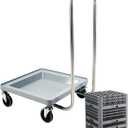 Heavy-Duty Dolly for Dish Rack and Glass Rack, 330 lbs Load Capacity, 31" Foldable Handle, 360 Rotatable Silent Rubber Wheels, Warewashing Rack Dolly for Kitchen and Restaurants