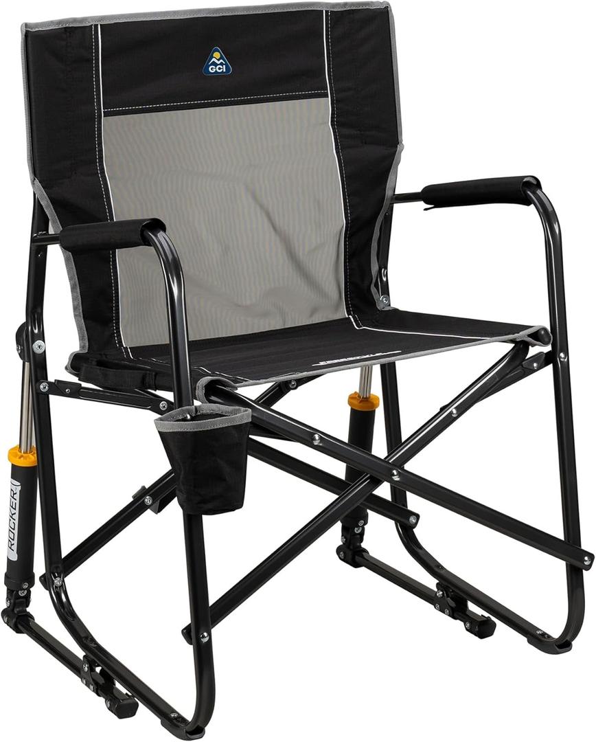 GCI Outdoor Freestyle Rocker Outdoor Rocking Chair with Beverage Holder (Black)