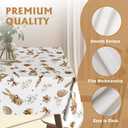 Happy Easter Tablecloth Square 54x54 Inch Easter Eggs Bunny Carrots Table Cloth,Stain Resistance Polyester Spring Rabbits Brown Table Covers for Kitchen Dining,Small Tablecloths for Party Picnic