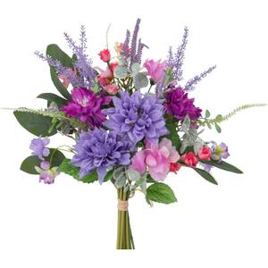 WELL KNOWN Artificial Flowers Bouquet, Fake Flowers for Vase, Silk Faux Flowers DIY Table Centerpieces for Wedding, Dining Room, Kitchen, Office, Farmhouse, Mother's Day Decor & Gift (Violet Pink)