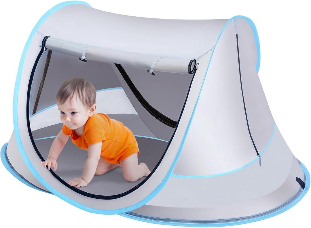 Baby Beach Tent, Pop Up Toddler Travel Bed for Boys or Girls, Sun Shade for Toddler Camping, Infant Portable Sun Shade, Summer Beach Baby