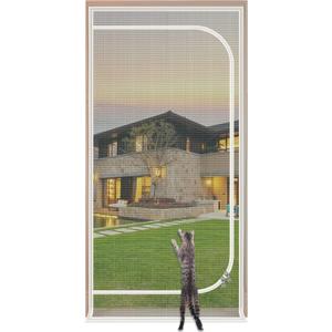 Upgraded Pet Screen Door, Fits Door Opening Size 30''x 80'', Thickened Cat Resistant Mesh Screen Door for Living Room, Kitchen, Bedroom, Cat Proof Screen with Zipper Closure
