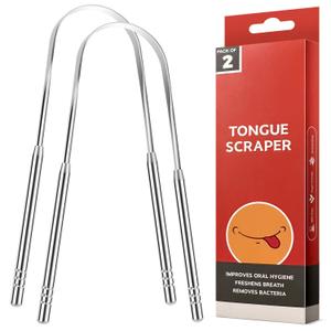 Tongue-Scraper for Adults Tongue Cleaner Metal Tongue Scraper Oral Care with Travel Case 2 Pack