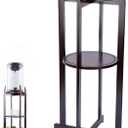 mopam Wood Water Dispenser Floor Stand 32.8 In Tall Water Filter Stand with 2 Round Shelves Drink Dispenser Water Jug Holder Crock Multi-Tier Flower Stand for 1- 5 Gallon Water Jug