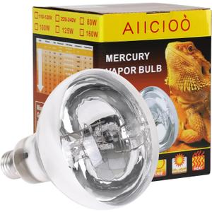 Aiicioo UVB Reptile Light 80W - UVB Light Bulb for Reptile Mercucry Vapor Bulb Heat Basking Lamp Bulb Full Spectrum UVA UVB All in One Sun Lamp for Bearded Dragon Lizard Turtle