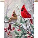 Winter Cardinal Bird House Flags for Outside 28x40 Double Sided Large Christmas Holiday Flags Red Birds on Tree Branch Garden Flag Welcome New Year Yard Flag Farmhouse Outdoor Decor