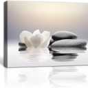 LZIMU Zen Canvas Wall Art Lotus Flowers and Stones Spa Pictures Wall Decor Art Prints for Yoga Meditation Room Decor (16x24in (40x60cm))