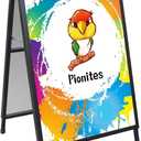 Pionites Heavy Duty Slide-in Folding A Frame Sign Sidewalk Sign 24x 36 Inch Steel Metal Double-Side Pavement sign Corrugated Plastic Poster (1, Black, 24''X36'''(Plastic Backing included))