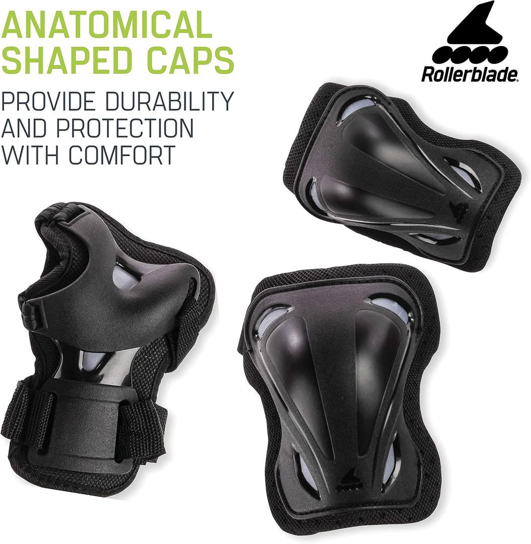 Rollerblade Skate Gear, Knee Pads, Elbow Pads and Wrist Guards, Inline Skating, Multi Sport Protection, Unisex, Black, Medium