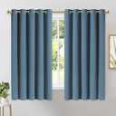 NICETOWN Blackout Curtain Panels for Bedroom, Smoky Blue, 2 Panels, W70 x L63-inch, Grey, Thermal Insulated Grommet Top Blackout Draperies and Drapes for Basement