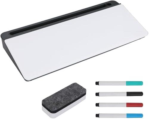 IRSTBL - Glass Desktop Whiteboard with Storage – Includes 4 Dry Erase Markers & Eraser – Slanted Writing Surface for Office, Desk, Home, School, Classroom Use
