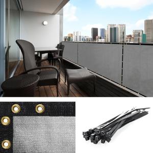 Amgo 3' x 10' Grey Balcony Privacy Screen, Apartment Porch Railing Patio Fence Windscreen Fabric Cloth, Heavy Duty, 90% Blockage, Commercial and Residential (We Make Custom Size) (Gray)