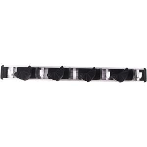 Metal Broom Shelf Wall Mounted Storage Organizer with Aluminum Hooks for Garden and Kitchen Tool Organization Easy to Install Black Finish Heavy Load Capacity