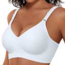 Vertvie Womens Wireless Bras No Underwire Push Up Bra Seamless Supportive Full Coverage Everyday Bras (White,Medium)