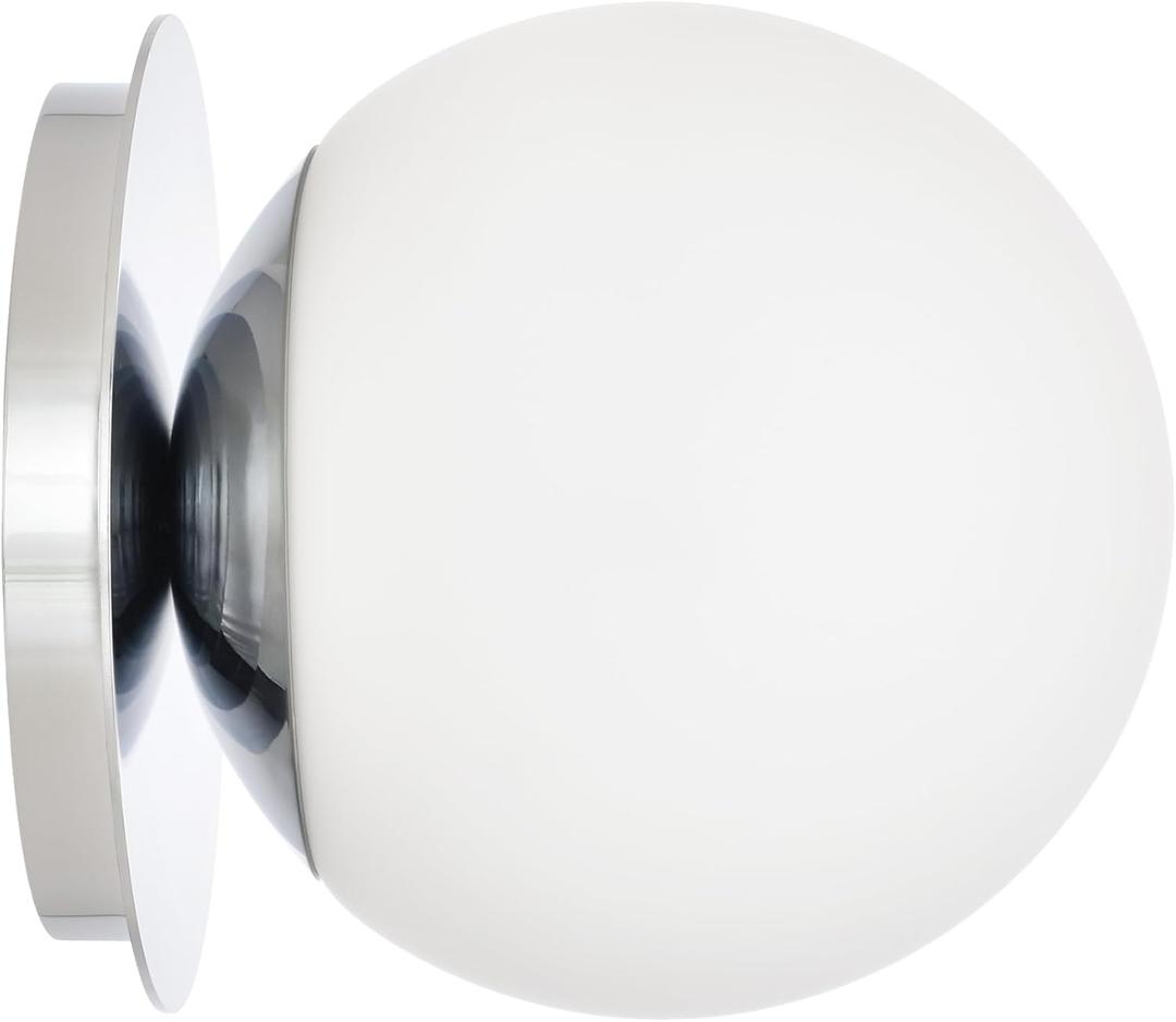 Chrome Wall Sconces, 1 Light Modern Globe Sconce, Wall Light for Bedroom Bathroom Living Room & Hallway Vanity Lighting, Ceiling Light Fixture (1-Light, Chrome)