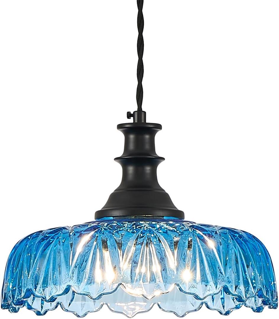 HDDFL Vintage Pendant Lights Fixture Modern Pendant Lighting Fixtures Hanging Lamp for Kitchen Island Bedroom Living Room Hallway Blue and Black