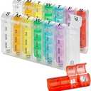 Weekly Pill Organizer - (Pack of 2) Pill Planners for Pills & Vitamins Each Day Week, Four Times-a-Day Medication Reminder, Easy to Read AM/PM Compartments Monday to Sunday for Travel & Purse