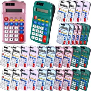 Flutesan 30 Pack Pocket Calculator Small Battery Powered Bulk Mini Size 4 Function Hand Held Basic Calculator for Students Kids School Home Office (Blue, Gray, Red, Green, Purple)
