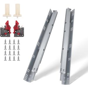 Knobonly 2 Pair Undermount Drawer Slides 21" Soft Close 3 Folds Full Extension Drawer Rails, Mounting Screws and Adjustable Locking Device Included, 85 lb Load Capacity