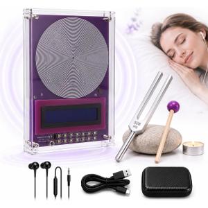Frequency Generator for Healing 7.83Hz Schumann Resonance Generator, Adjustable, Sleep Relaxation & Meditation Frequency Machine with Headphones and Tuning Fork Set (Deep Violet)