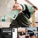 QTlier for iPhone 16 Case, 360 Rotatable Ring Stand, Raised Camera Frame, Shockproof Case Compatible with MagSafe, Case for iPhone 16, Translucent Avocado Green