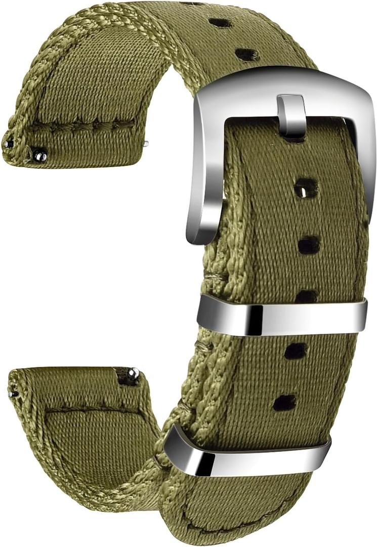 Nylon Watch Strap Replacement Canvas Watch Band Military Army Men Women - 18mm, 20mm, 22mm, 24mm Watch Bracelet with Stainless Steel Silver Buckle
