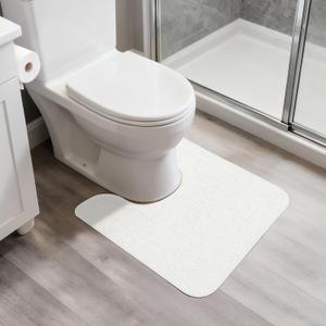 Bosap Toilet Rugs U Shaped Bathroom Rug, Machine Washable Non Slip Quick Dry Super Absorbent Ultra Thin Toilet Mats for Bathroom Toilet, White, 1'8"x2'(20x24inch)