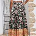 CFLONGE Summer Maxi Skirts for Women 2025 Fashion Boho Long Skirt Trendy Floral High Waist A Line Beach Skirt Vacation Outfit (M)