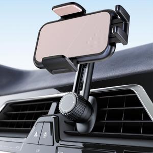 Phone Mount for Car Vent: [Never Blocking] Air Vent Cell Phones Holder for iPhone & Samsung Android Smartphone [Thick Cases Friendly] Hands-Free Auto Mobile Phone Stand (Pink)
