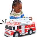 Sunny Days Entertainment Maxx Action 12 Large Fire Truck Lights and Sounds Vehicle with Extendable Ladder | Motorized Drive and Soft Grip Tires | Red Firetruck Toys for Kids 3-8