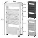 BYFU 5-Tier Movable Bookshelf Cart, Rolling File Paper Storage Organizer Mobile Bookcase with Wheels for Home Office Study Classroom, White, Size: 5-Tier 26.0"H, 5.7"D x 14.8"W x 26"H