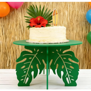 Lallisa 12" Palm Tropical Cake Stand for Hawaiian Party Cupcake Stand Jungle Luau Decorations, Green