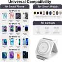 3 in 1 Wireless Charging Station,Foldable Magnetic Wireless Charger for Apple Devices,Travel Charging Pad for iPhone 17 16 15 14 13, Watch & AirPods,Fast Charging Station for Home Office Travel(White)