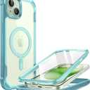 i-Blason Ares Mag for iPhone 15 Case/iPhone 14 13 Case [6.1 inch], [MagSafe Compatible] Full-Body Shockproof Rugged Clear Bumper with Built-in Screen Protector (Seafoam), iPhone2023-6.1-AreMag-SP (Green)