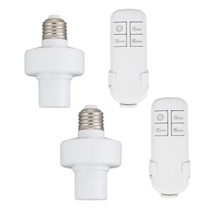 Remote Control Light Socket,Wireless Light Switch Kit with Timer,E26 E27 Bulb Lamp Holder with Remote Control,No Wiring Wall Mounted Controller Switch for Attic,Garage,Stairwell(2 Pack)