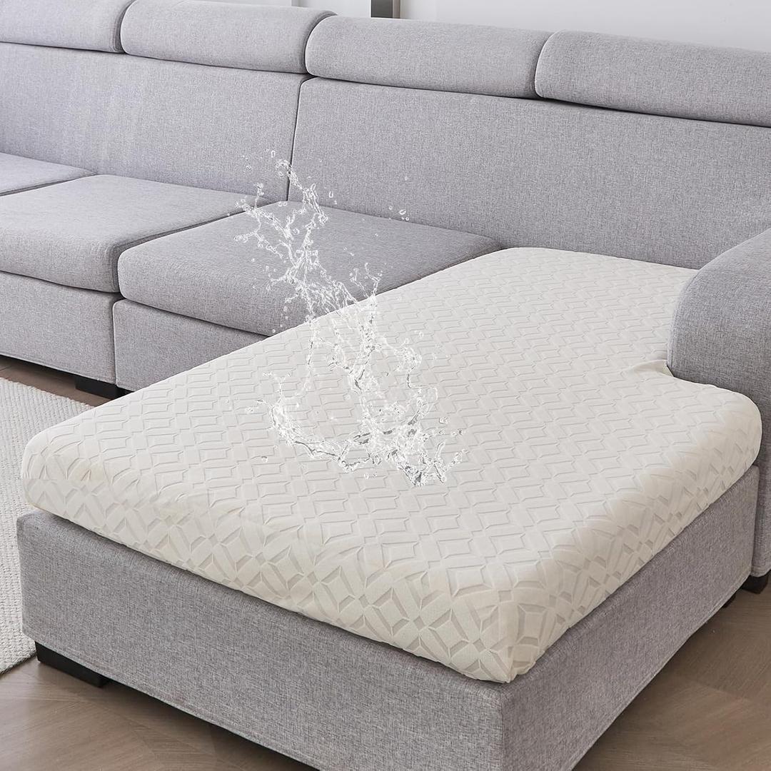 Couch Cushion Covers Waterproof, Stretch Sectional Couch Covers L Shape, Sofa Cushion Covers Washable, Non Slip Magic Sofa Covers, Sofa Slipcovers with Elastic Bottom, Pet-Friendly (1 Chaise Cover)
