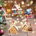 5 Pieces Gingerbread House Ornaments Christmas Tree Hanging Ornament Gingerbread Hanging Ornaments Decorations for Xmas Holiday Set A