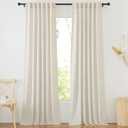 NICETOWN Natural Linen 144 inch Long Curtains for Bedroom, Rod Pocket & Back Tab Thick Flax Privacy Semi Sheer Window Treatments with Light Filter for Living Room, W55 x L144, 2 Panels