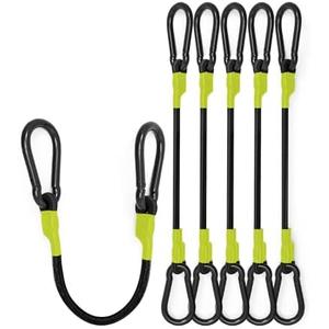 8 Pcs 18 Inch Heavy Duty Carabiner Bungee Cord Outdoor with 190 Lbs Max Break Strength, Black/Yellow Bungee Straps with Upgraded Carabiner Hooks for Luggage Rack, Cargo, Hand Carts, Bike, Camping, etc