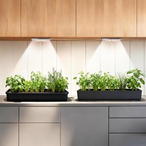 Dual Head LED Grow Light for Indoor Plants, Full Spectrum Under Cabinet Plant Light for Shelves, High PPFD Spotlight Puck with Timer & Dimmer, Stick-On Lamp for Succulents, Plant Stands & Wide Cabinet