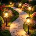 14-Pack Solar Pathway Lights - High-Efficiency Polycrystalline Panels for All-Night Glow - IP65 Waterproof Outdoor Landscape Lighting for Garden, Walkway & Driveway Security (Black)